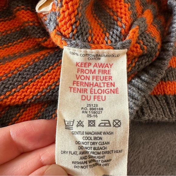 Mini Boden Kid's Cotton Knit Striped Orange and Gray Sweater Size 5-6Y - Picture 7 of 7